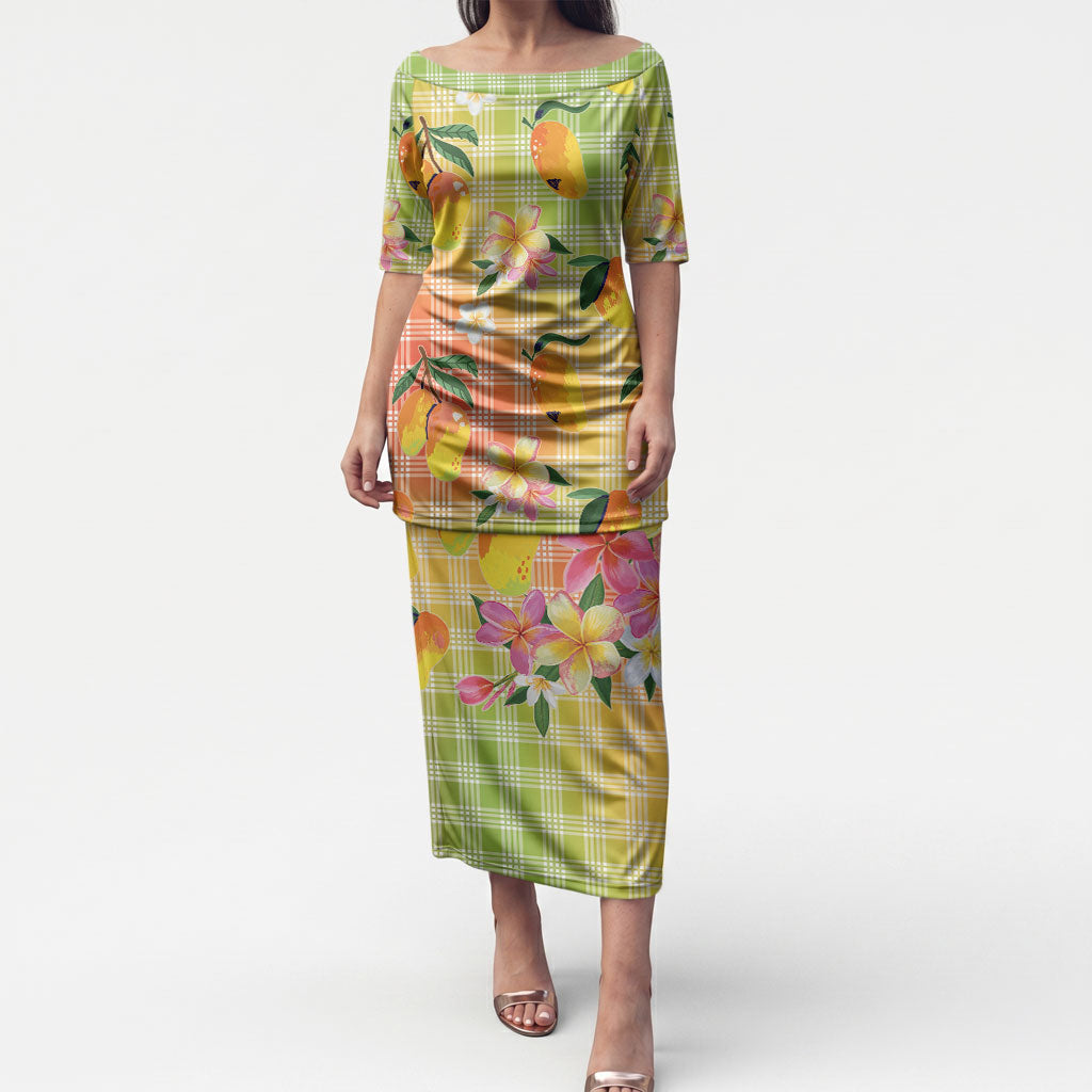 Aloha Hawaii Palaka Print Mango Plumeria Puletasi Tropical Vibes