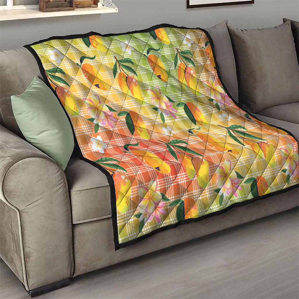 Aloha Hawaii Palaka Print Mango Plumeria Quilt Tropical Vibes
