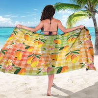 Aloha Hawaii Palaka Print Mango Plumeria Sarong Tropical Vibes