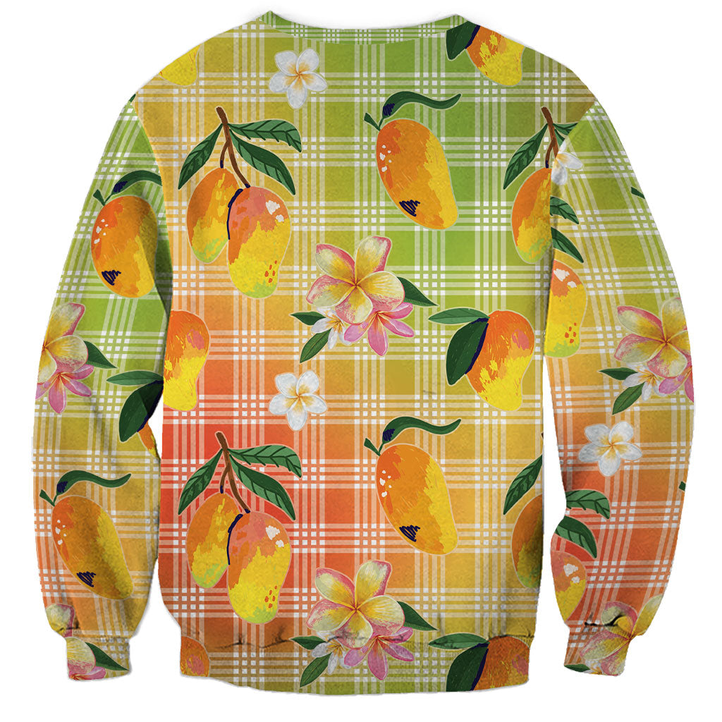 Aloha Hawaii Palaka Print Mango Plumeria Sweatshirt Tropical Vibes