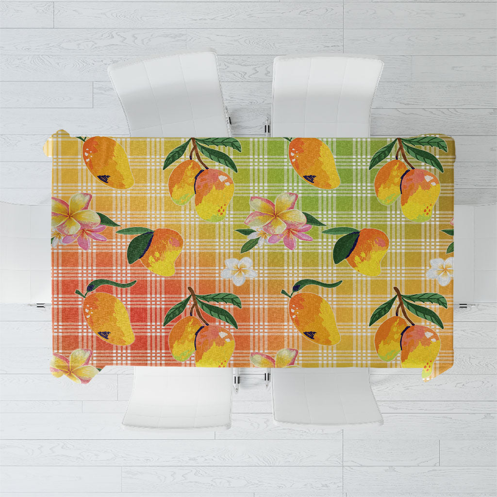 Aloha Hawaii Palaka Print Mango Plumeria Tablecloth Tropical Vibes