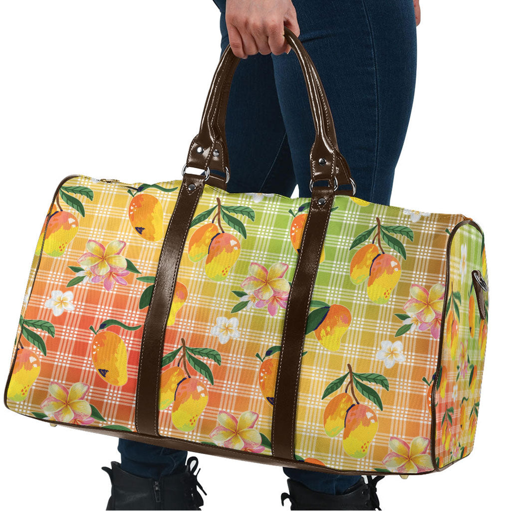 Aloha Hawaii Palaka Print Mango Plumeria Travel Bag Tropical Vibes