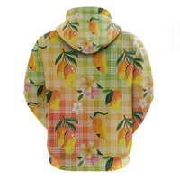 Aloha Hawaii Palaka Print Mango Plumeria Zip Hoodie Tropical Vibes