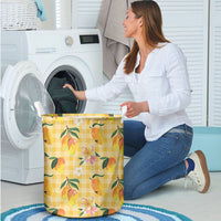 Aloha Hawaii Palaka Print Mango Plumeria Laundry Basket Fresh Lemon