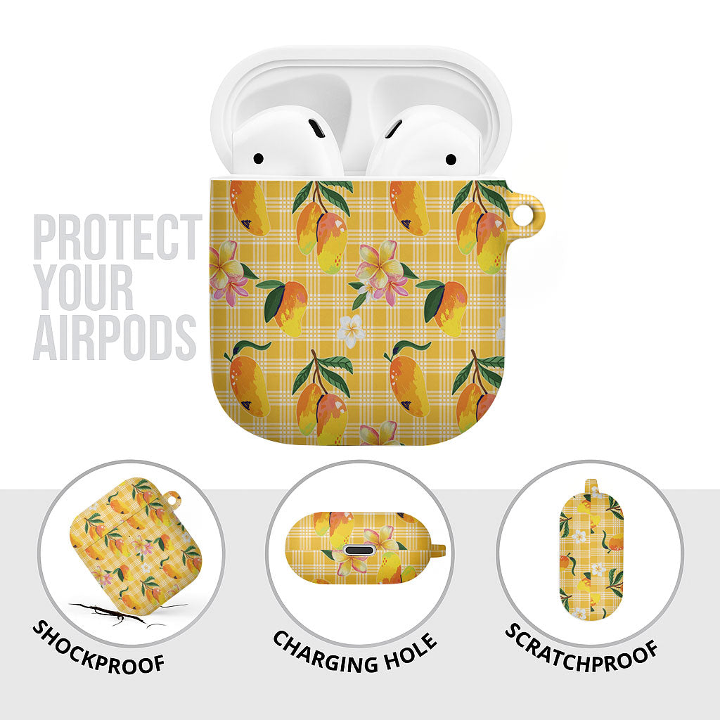 Aloha Hawaii Palaka Print Mango Plumeria AirPods Case Fresh Lemon