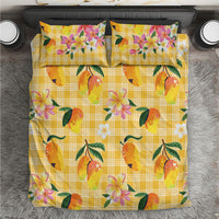 Aloha Hawaii Palaka Print Mango Plumeria Bedding Set Fresh Lemon