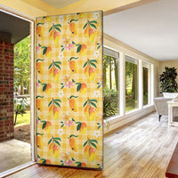 Aloha Hawaii Palaka Print Mango Plumeria Door Cover Fresh Lemon