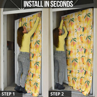 Aloha Hawaii Palaka Print Mango Plumeria Door Cover Fresh Lemon