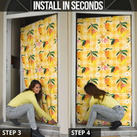 Aloha Hawaii Palaka Print Mango Plumeria Door Cover Fresh Lemon
