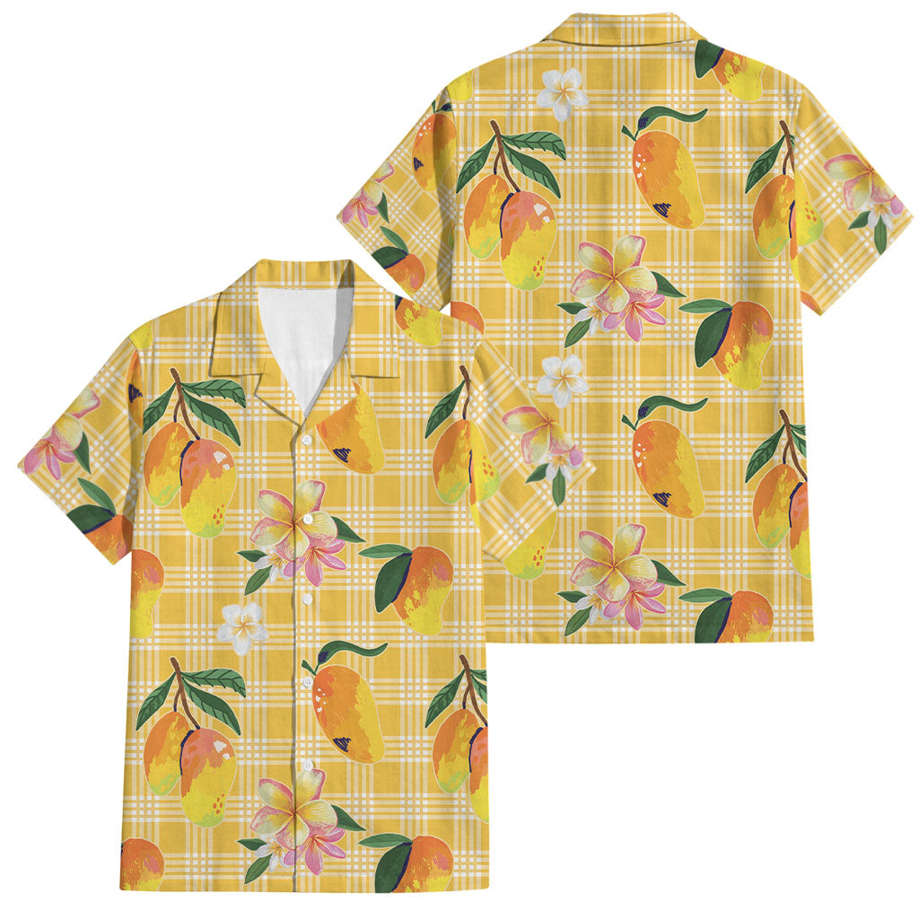 Aloha Hawaii Palaka Print Mango Plumeria Family Matching Mermaid Dress and Hawaiian Shirt Fresh Lemon