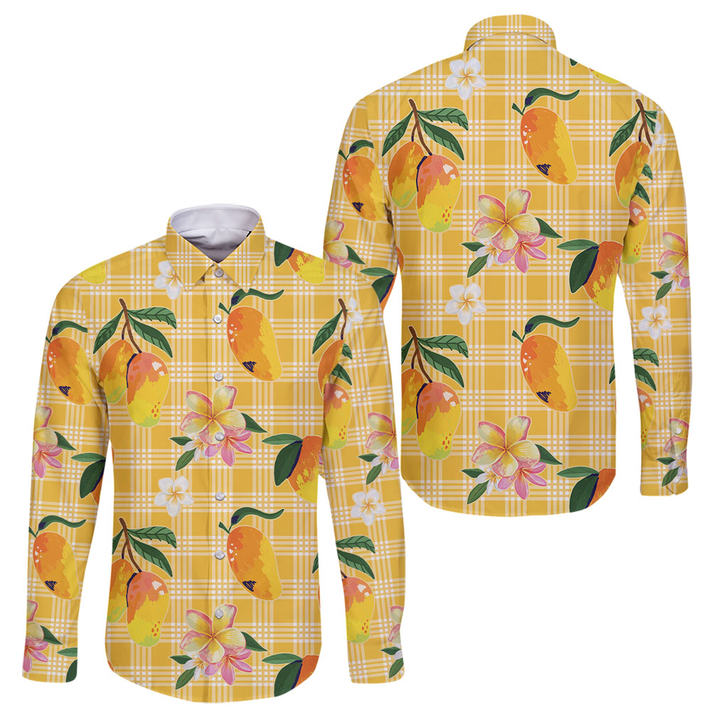 Aloha Hawaii Palaka Print Mango Plumeria Family Matching Mermaid Dress and Hawaiian Shirt Fresh Lemon