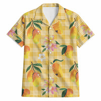 Aloha Hawaii Palaka Print Mango Plumeria Hawaiian Shirt Fresh Lemon