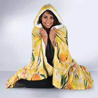 Aloha Hawaii Palaka Print Mango Plumeria Hooded Blanket Fresh Lemon