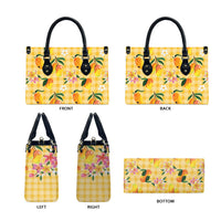 Aloha Hawaii Palaka Print Mango Plumeria Leather Bag Fresh Lemon