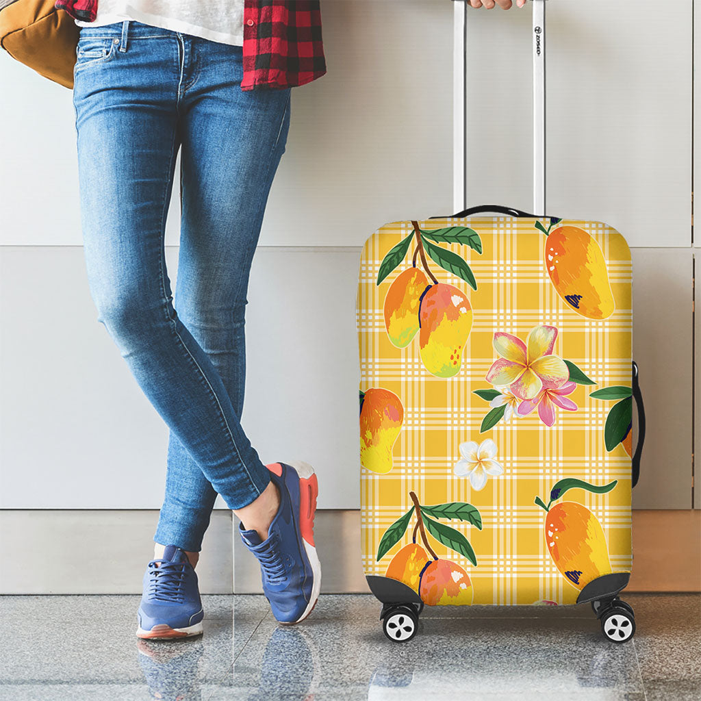 Aloha Hawaii Palaka Print Mango Plumeria Luggage Cover Fresh Lemon
