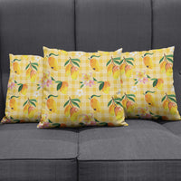 Aloha Hawaii Palaka Print Mango Plumeria Pillow Cover Fresh Lemon