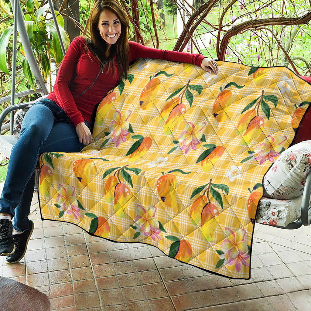 Aloha Hawaii Palaka Print Mango Plumeria Quilt Fresh Lemon