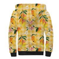 Aloha Hawaii Palaka Print Mango Plumeria Sherpa Hoodie Fresh Lemon