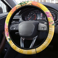Aloha Hawaii Palaka Print Mango Plumeria Steering Wheel Cover Fresh Lemon