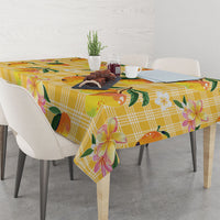 Aloha Hawaii Palaka Print Mango Plumeria Tablecloth Fresh Lemon