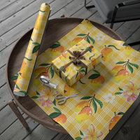 Aloha Hawaii Palaka Print Mango Plumeria Wrapping Paper Fresh Lemon