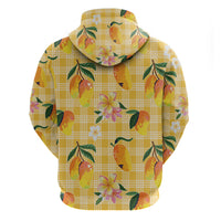 Aloha Hawaii Palaka Print Mango Plumeria Zip Hoodie Fresh Lemon