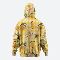 Aloha Hawaii Palaka Print Mango Plumeria Zip Hoodie Fresh Lemon