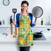 Aloha Hawaii Palaka Print Mango Plumeria Apron Cool Mint