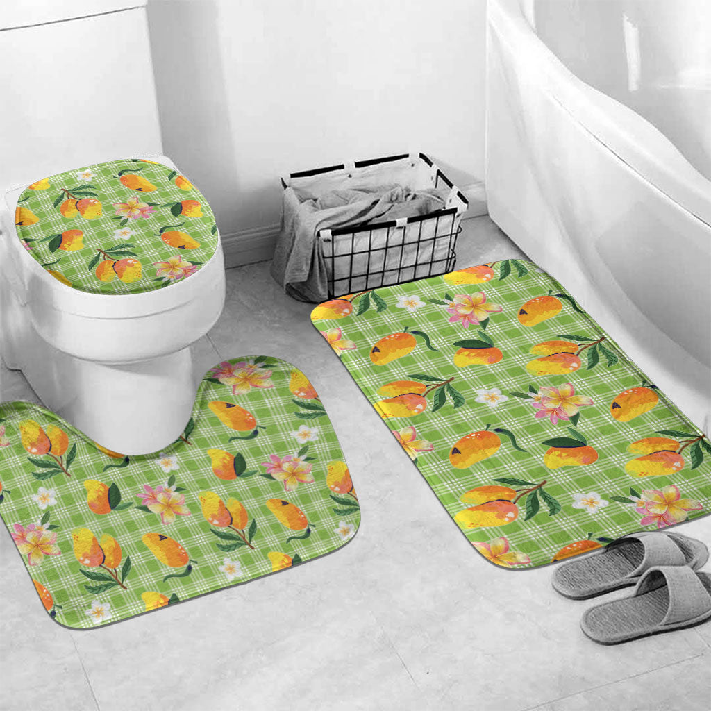 Aloha Hawaii Palaka Print Mango Plumeria Bathroom Set Cool Mint
