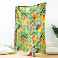Aloha Hawaii Palaka Print Mango Plumeria Blanket Cool Mint