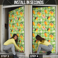 Aloha Hawaii Palaka Print Mango Plumeria Door Cover Cool Mint