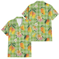 Aloha Hawaii Palaka Print Mango Plumeria Family Matching Tank Maxi Dress and Hawaiian Shirt Cool Mint