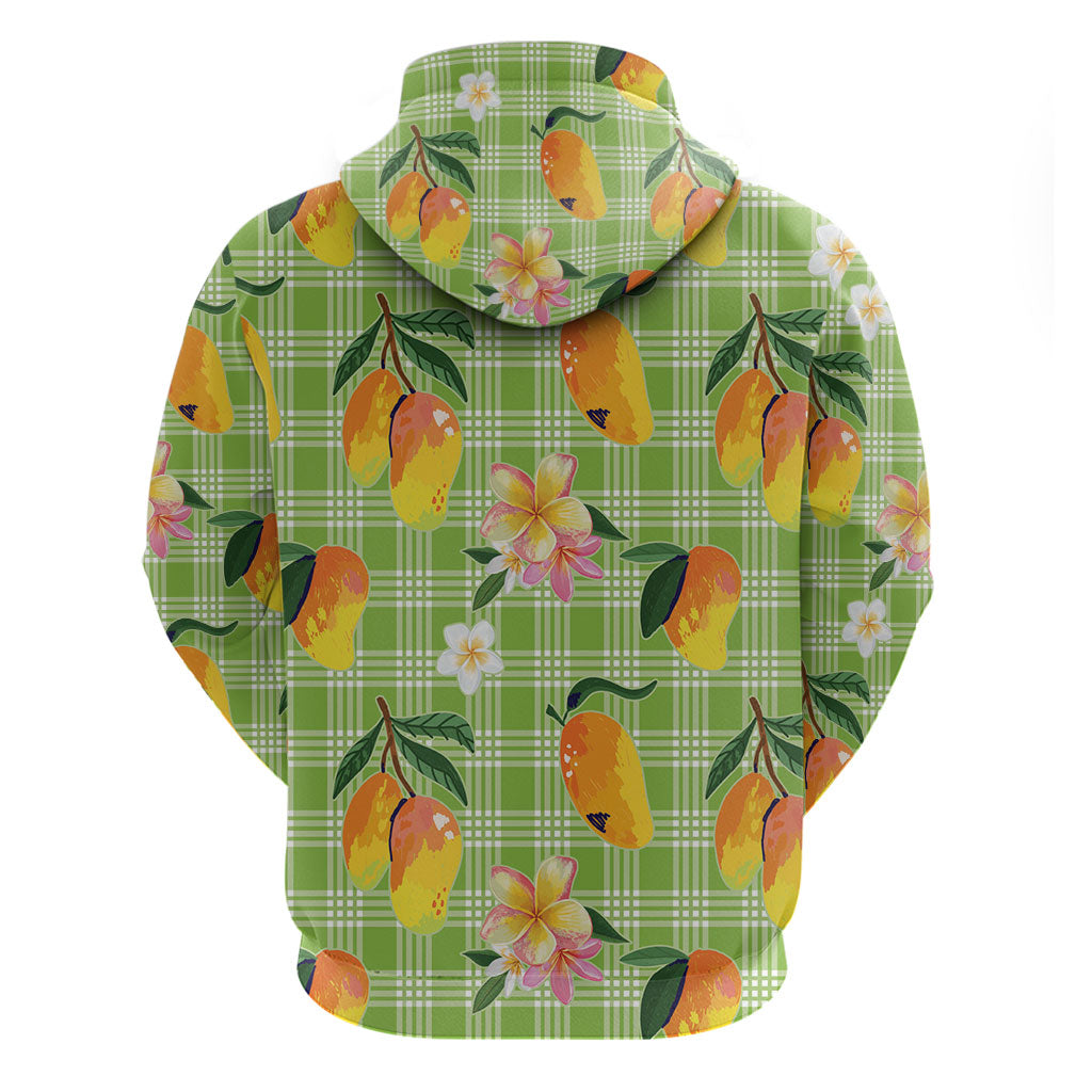 Aloha Hawaii Palaka Print Mango Plumeria Hoodie Cool Mint