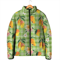 Aloha Hawaii Palaka Print Mango Plumeria Padded Jacket Cool Mint