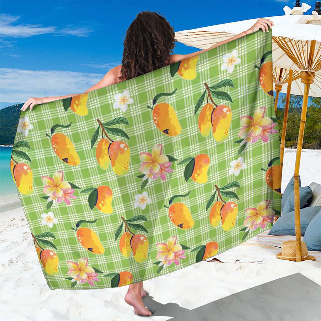 Aloha Hawaii Palaka Print Mango Plumeria Sarong Cool Mint LT7 One Size 44 x 66 inches Mint - Polynesian Pride