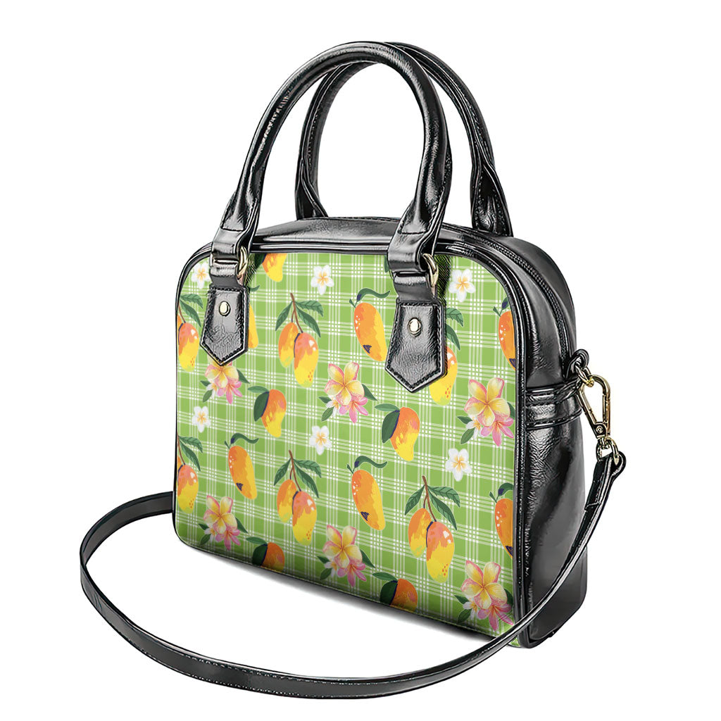 Aloha Hawaii Palaka Print Mango Plumeria Shoulder Handbag Cool Mint