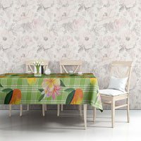 Aloha Hawaii Palaka Print Mango Plumeria Tablecloth Cool Mint