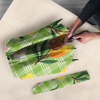 Aloha Hawaii Palaka Print Mango Plumeria Umbrella Cool Mint