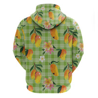 Aloha Hawaii Palaka Print Mango Plumeria Zip Hoodie Cool Mint