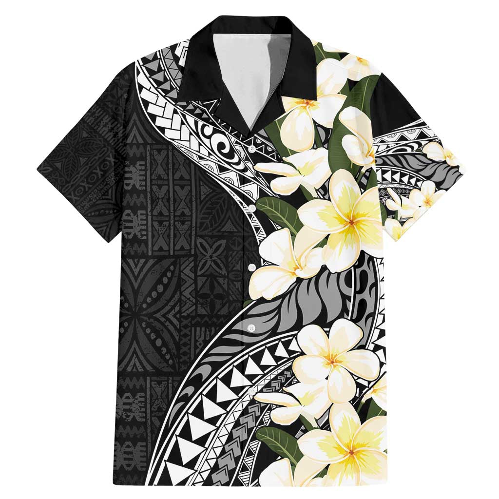 Aloha Hawaii Festive Family Matching Mermaid Dress and Hawaiian Shirt Frangipani Lace Classic LT7 Dad's Shirt - Short Sleeve Black - Polynesian Pride