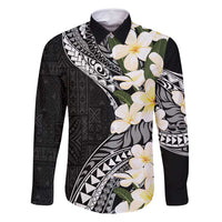 Aloha Hawaii Festive Family Matching Mermaid Dress and Hawaiian Shirt Frangipani Lace Classic LT7 Dad's Shirt - Long Sleeve Black - Polynesian Pride