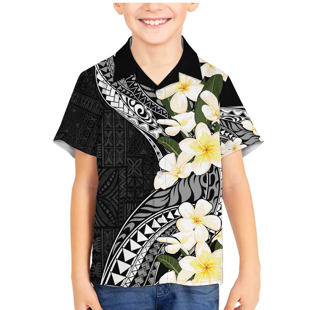 Aloha Hawaii Festive Family Matching Mermaid Dress and Hawaiian Shirt Frangipani Lace Classic LT7 Son's Shirt Black - Polynesian Pride