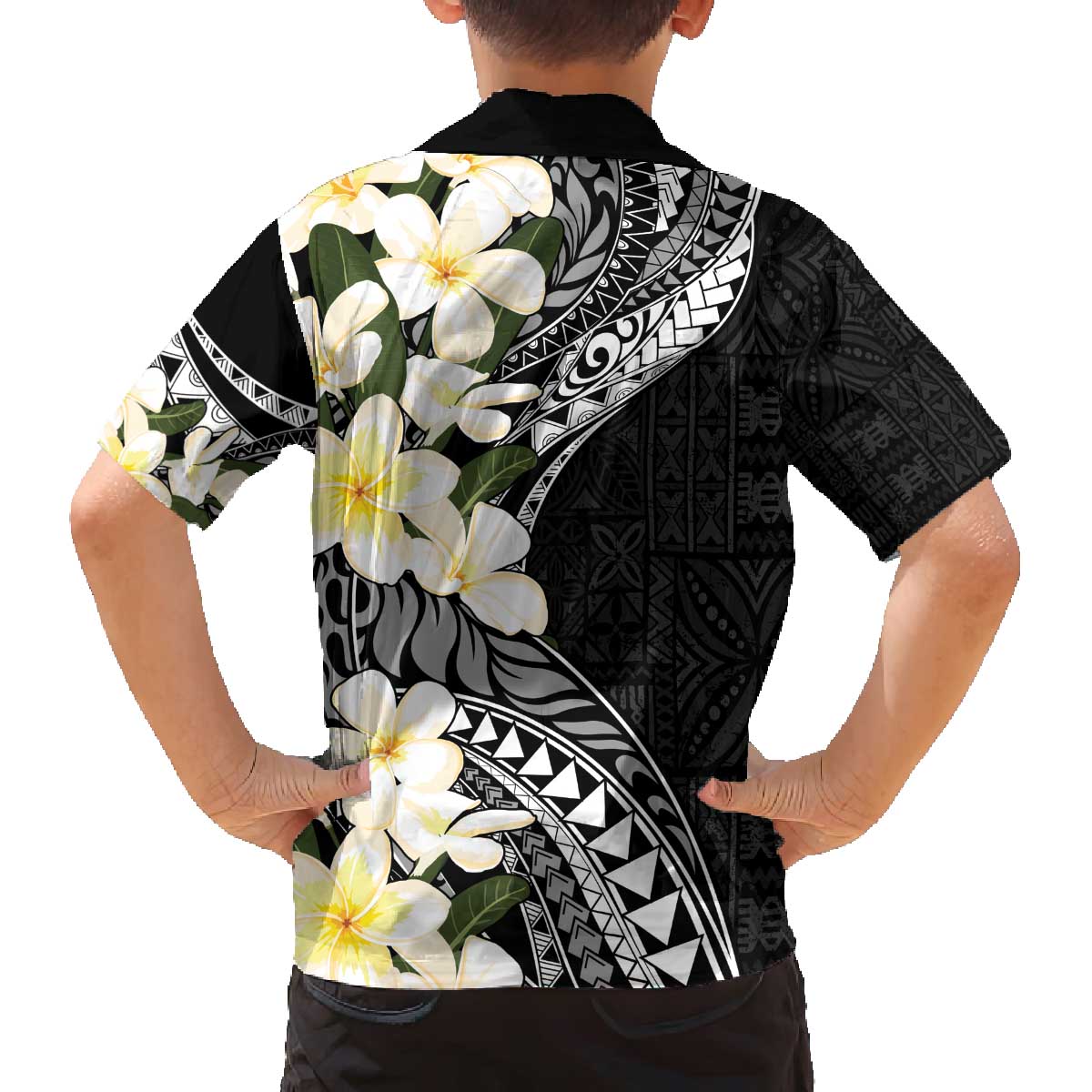 Aloha Hawaii Festive Family Matching Off Shoulder Short Dress and Hawaiian Shirt Frangipani Lace Classic