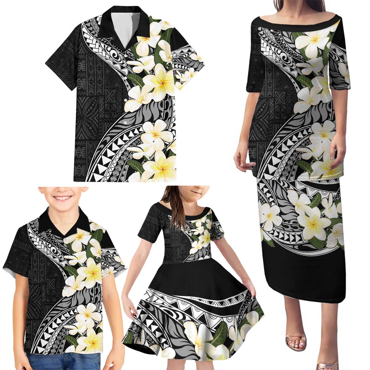 Aloha Hawaii Festive Family Matching Puletasi and Hawaiian Shirt Frangipani Lace Classic LT7 - Polynesian Pride