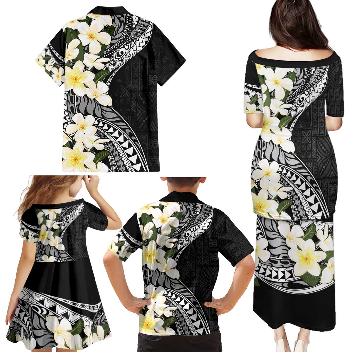 Aloha Hawaii Festive Family Matching Puletasi and Hawaiian Shirt Frangipani Lace Classic LT7 - Polynesian Pride