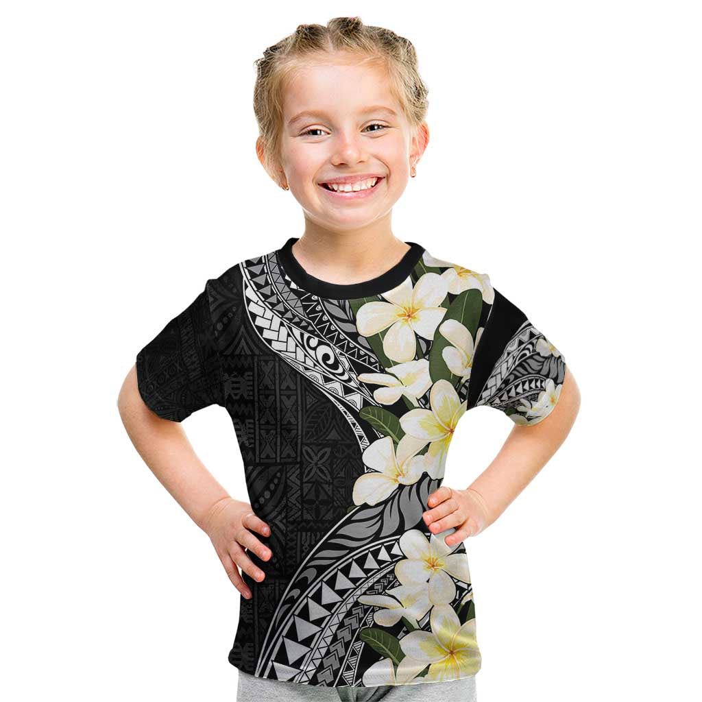 Aloha Hawaii Festive Kid T Shirt Frangipani Lace Classic LT7 Black - Polynesian Pride