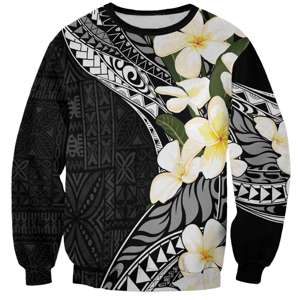 Aloha Hawaii Festive Sweatshirt Frangipani Lace Classic LT7 Unisex Black - Polynesian Pride