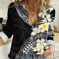 Aloha Hawaii Festive Women Casual Shirt Frangipani Lace Classic