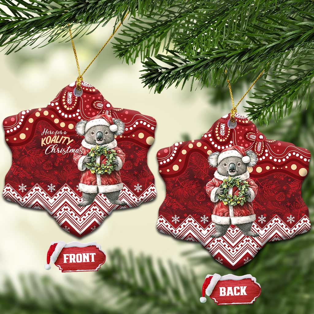 Here For A Koality Xmas Australia Abogirinal Ceramic Ornament Santa Koala - Polynesian Pride