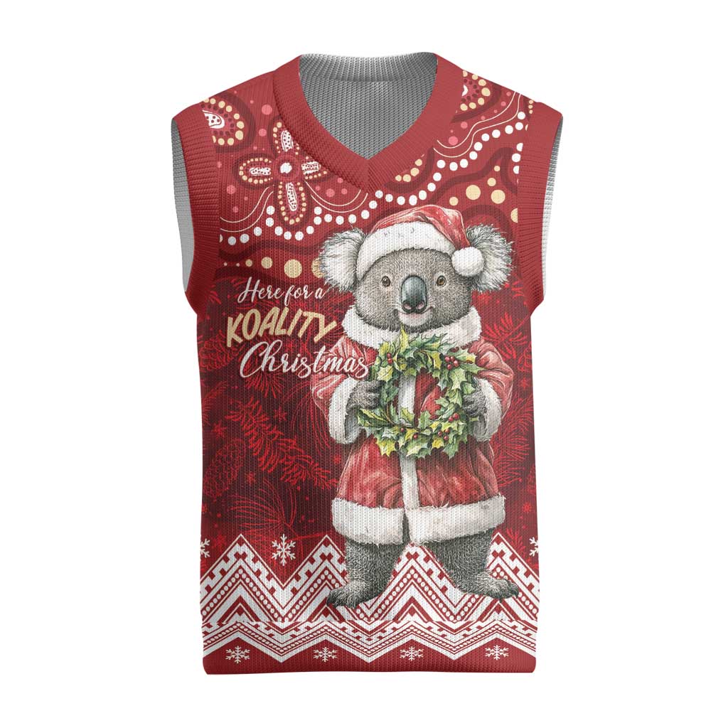 Here For A Koality Xmas Australia Abogirinal Christmas Knitted V-Neck Vest Santa Koala - Polynesian Pride